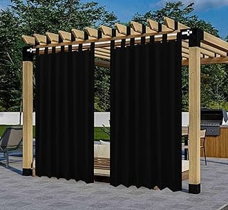 Polyester 300GSM Fabric Waterproof Rain & Sun Blockage Curtains(Black 4.5 X 11.5 Feet,Pack of 2) with Top Style Loop Used for Door,Balcony,Outdoor & Indoor Area