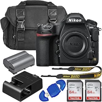 D850 DSLR Camera, Bundle with 64GB Memory Card, Shoulder Bag, Nikon 1 Year Warranty