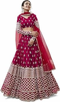 Women's Georgette Embroidered Fabric Sequins Zari Embroidered Semi-Stitched Lehenga Choli With Dupatta (300-Wedding-Bridal--New-Stylish)