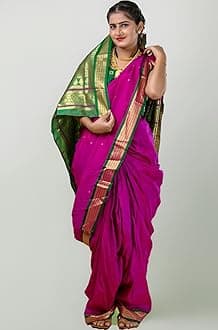 KALAPURI Women's Ready To Wear Nauwari Pink Color Silk Saree | Without Blouse Piece | For Festivals, Ocassions & Parties