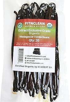 26 Organic Madagascar Vanilla Beans Extract Exclusive Grade B| 10-14cm by FITNCLEAN VANILLA| Bulk Dry Whole Bourbon Natural Raw NON-GMO Pods.