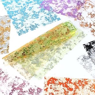 A4 Size Colorful Foil Textured Fabric Art Paper Scrapbooking Decorative, 10 Sheets Sparkle Metallic Lace Mesh for Crafts, Junk Journaling Supplies, Card Making, Collage