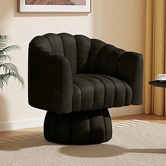 Swivel Accent Chair, 360° Swivel Barrel Chair with Armrest, Faux Leather Upholstered Single Sofa Reading Chair for Living Room,Bedroom,Waiting Room(Black)