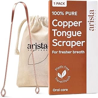 Arista Tongue Scraper 1 Pack, Tongue Cleaner for Adults, Copper Tongue Scraper, Bad Breath Treatment for Adults, Ayurveda Products, Oral Care Product
