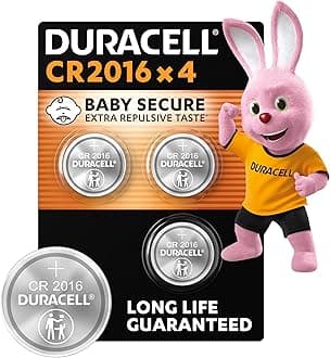 DURACELL 2016 Lithium Coin Batteries 3V (4 Pack) - Long-life Guaranteed - Baby Secure Technology - For Use in Key Fobs, Small Home Remotes, Fitness Watches - Baby Secure Packaging