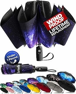 TUMELLA Inverted Windproof Umbrella, Large, Strong, Light, Portable, Automatic Reverse Folding Rain Umbrella, Durable Premium Grip, Fits Car & Backpack