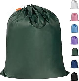 Polecasa Small Heavy Duty Laundry Bag with 130gsm Tear Resistant Fabric and Handles, Easy to Carry Durable Dirty Clothes Drawstring Bag, Perfect for College Dorm, Travel 21”x24”, Green