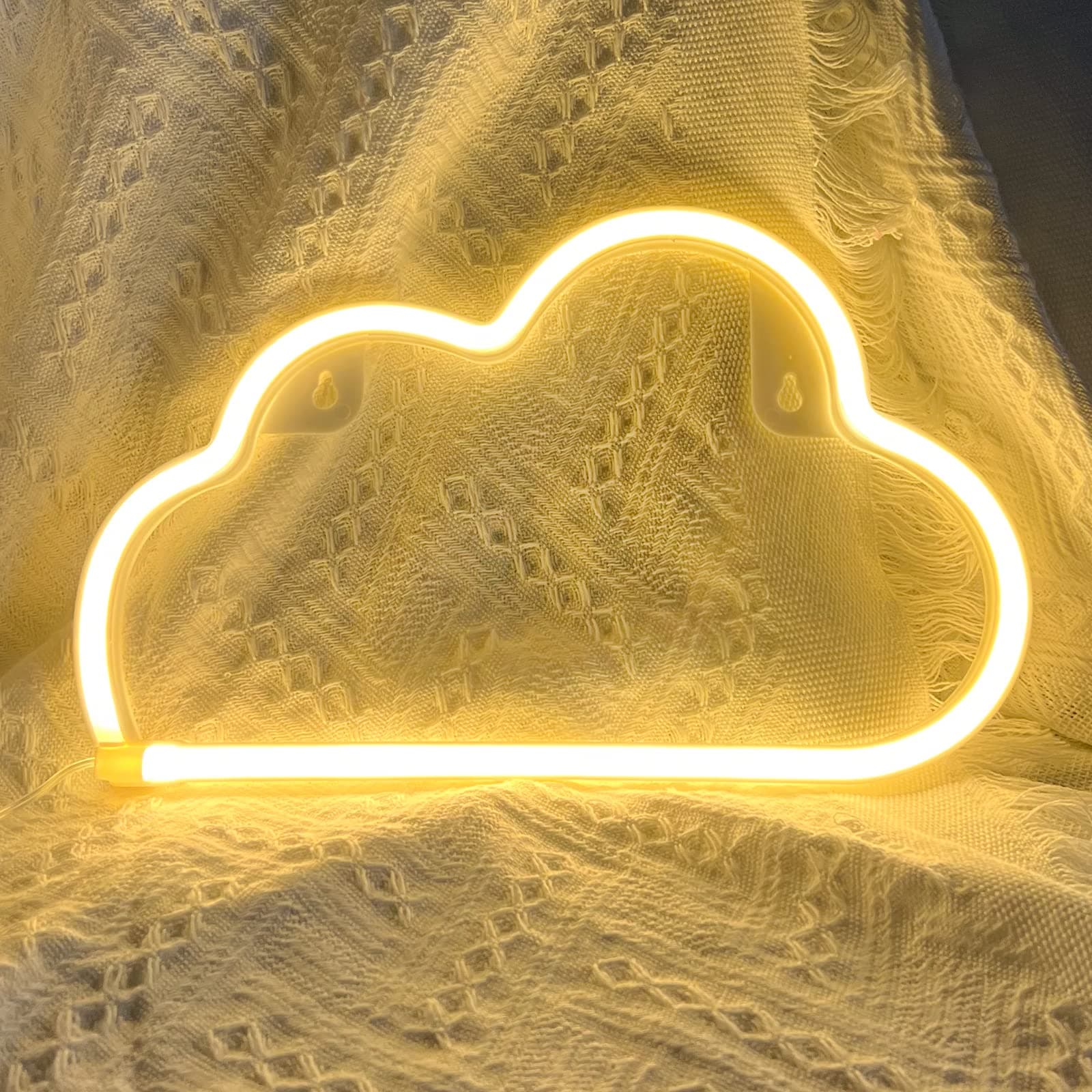 Cloud Neon Sign Warm White Cloud Light Sign for Wall Decor,Battery or USB Powered Clouds Shaped LED Sign Decoration Lights for Bedroom Aesthetic Teen Girl Kid Room Christmas Birthday Wedding Party