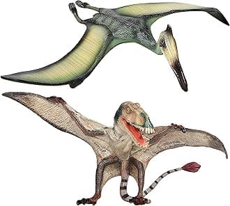 Pterosau Dinosaur Toys for Kids, Pterosaur Toy Figure, Flying Dinosaur Toys, Pterodactyl Toys, Pteranodon Figure Toys, Gifts or Cake Toppers for Kids（2Pcs）
