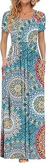 AUSELILY Women's Short Sleeve Loose Plain Casual Long Maxi Dresses for Women 2026