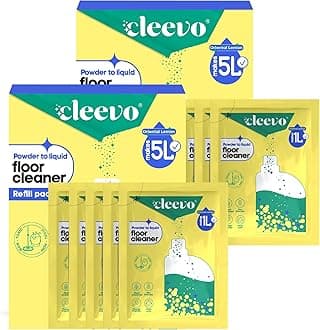 Cleevo Natural Disinfectant Floor Cleaning Liquid (10L Refill Pack) | Eco-Friendly, Non-Toxic & Pet-Friendly, Disinfectant Floor Cleaners | Powder to Liquid Surface Cleaner | (Zesty Lemon)