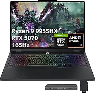Lenovo Legion Pro 5 16" WQXGA 165Hz Gaming Laptop, AMD Ryzen 9 9955HX, NVIDIA GeForce RTX 5070, 32GB DDR5, 3TB Storage (2TB SSD+1TB Docking Station Set), RGB Backlit Keyboard, Windows 11 Pro, Black