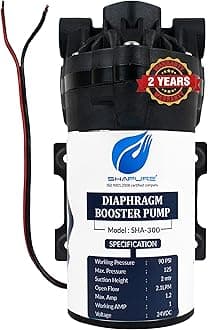 Shapure RO Booster Pump 300 GPD, RO Pump 100 GPD with Elbow and End Connectors | Compatible with All Types of RO Water Purifier, Universal Type Motor, 2 Year Warranty (300 GPD)