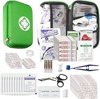 Car-Home Survival First-Aid Kit Emergency-Kit - Green 273Piece Equipment Travel Supplies First Aid Set Home Essentials Camping Hiking YIDERBO