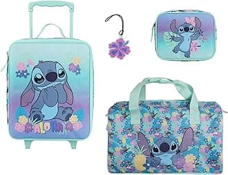 3-Piece and 4-Piece Youth Carro On Luggage Set, Disney’s Stitch Blue, 14 Inch