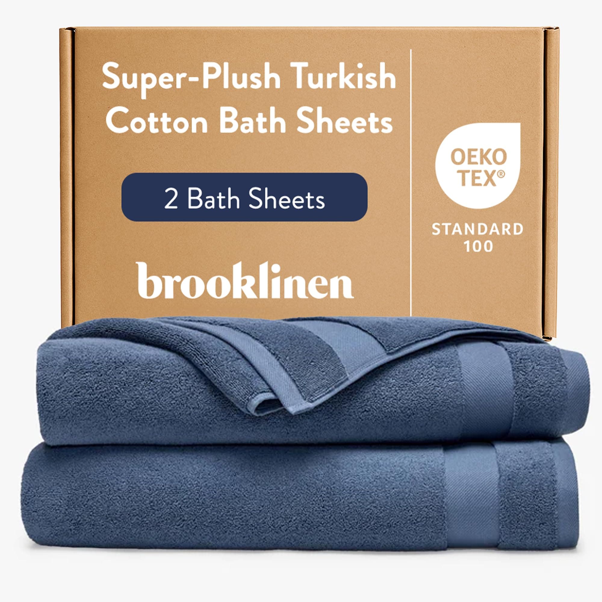 Brooklinen Super-Plush 100% Turkish Cotton Bath Sheets - Set of 2-770 GSM, Highly Absorbent, Machine Washable, Oversized Bath Towels for Home & Bathroom (40" x 65", Abyss Blue)