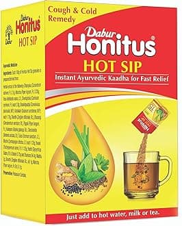 Honitus Dabur Hot Sip: 100% Ayurvedic Kadha - Provides Instant Relief from Cough and Cold (4gm X Pack of 7 Sachets)