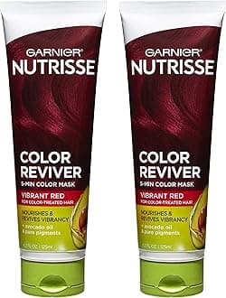 Hair Color Nutrisse Color Reviver 5 MIN Color Mask, Vibrant Red for Color Treated Hair to Nourish & Revives Vibrancy (For Auburn Reds), 4.2 Fl Oz, 2 Count (Packaging May Vary)