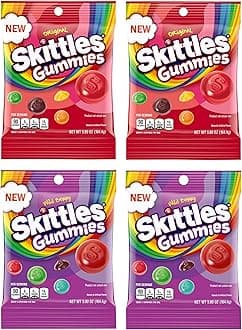 SKITTLES Gummy Candy Original and Wild Berry 5.8oz Bag Bundle - Includes 4 Bags - 23.2 Total Oz