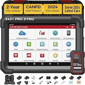 LaunchX431 PRO DYNO OBD2 Diagnostic Scanner: 2023 Newest X431 Scanner with ECU Coding 37+ Services Bi-directional Control OEM All-System Scan tool, CANFD&DOIP, AutoAuth for FCA SGW, 2 Yrs Free Update
