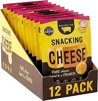 Snacking Cheese Caramelised Onion Flavour - Pure Cheese Crisps High Protein Low Carb (12 x 24g)