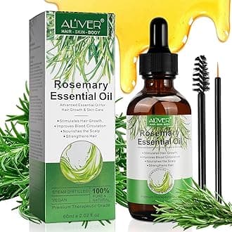 ALIVER Rosemary Hair Growth Oil, Hair Loss Treatment, Stimulates Hair Growth, Strengthens Hair, Nourishes Scalp, Rid of Itchy and Dry Scalp, Improves Blood Circulation for Men and Women