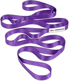 Trideer Stretching Strap Yoga Strap Physical Therapy for Home Workout, Exercise, Pilates and Gymnastics, 10 Loops Non-Elastic Stretch Bands with Aesthetic Packaging for Women & Men