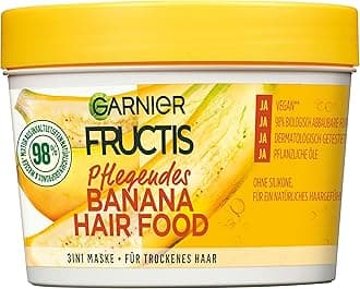 Garnier Hair Mask, Nourishing Banana Hair Food, Hairfood Moisturising 3-in-1 Mask, for Dry Hair, Nourishes and Gives Hair More Smoothness, Fructis, 390 ml