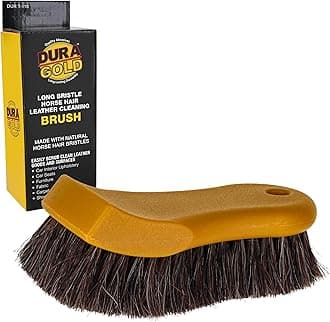 Dura-Gold Long Bristle Horse Hair Leather Cleaning Brush - Scrub Clean Car Interior Upholstery, Seats, Furniture, Fabric, Carpet, Shoes Boots Sneakers - Auto Detailing, Scrubbing Removing Stains, Dirt
