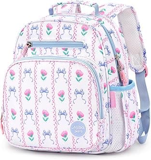 mibasies Toddler Backpack for Girls 2-4: Preschool Kindergarten Backpack - Cute Kids Backpacks for Girls - Bowknot Rose Sky Blue