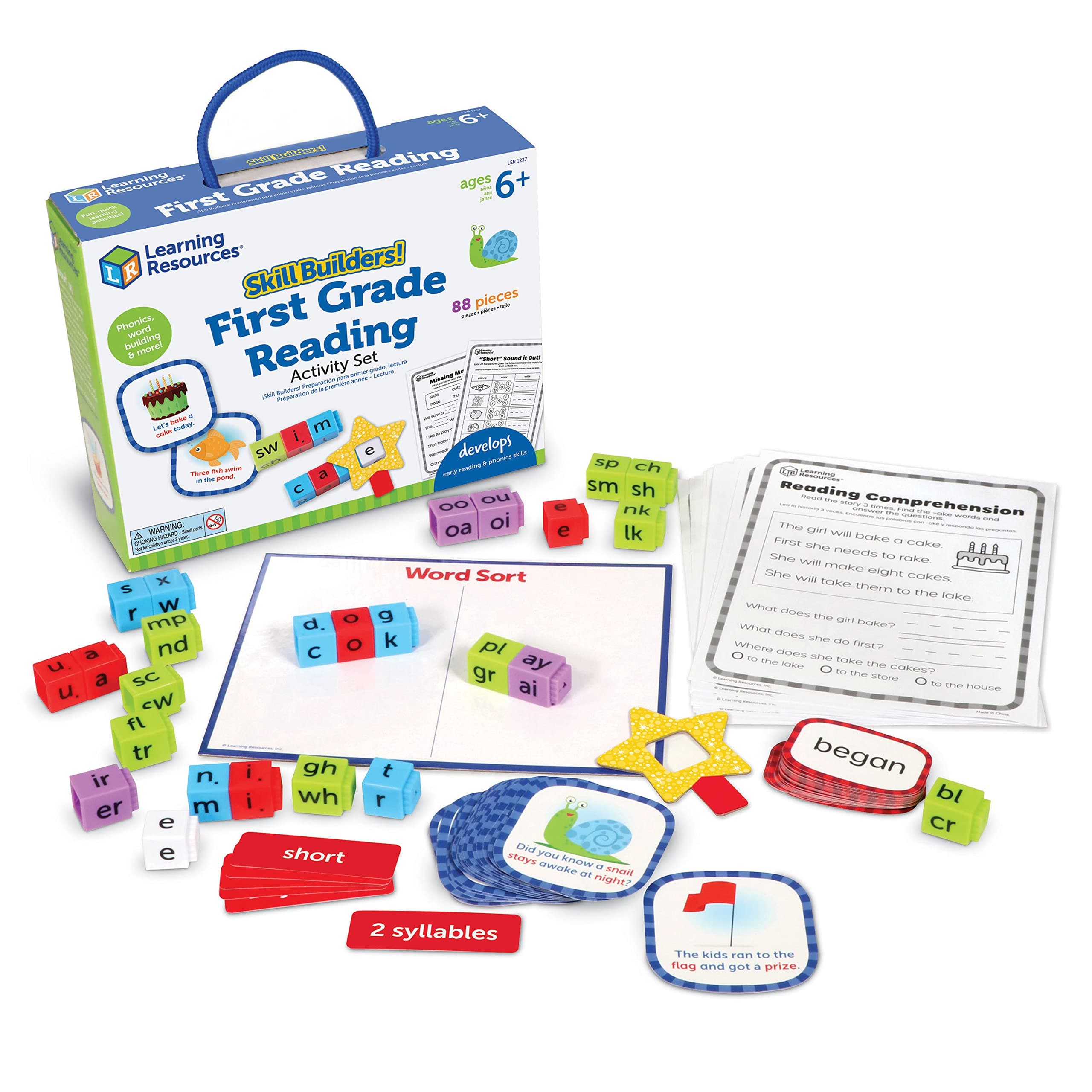 Learning Resources Skill Builders! 1st Grade Reading - 88 Pieces, Ages 6+ First Grade Learning Materials, Homeschool and Classroom Supplies, Reading Games for Kids