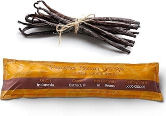10 Vanilla Beans - Whole Extract Grade B Pods for Baking, Homemade Extract, Brewing, Coffee, Cooking - Tahitian