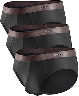 SeparatecMens Underwear With Pouch Breathable Cooling Rayon Made from Bamboo Underwear, Dual Pouch Mens Briefs 3 Pack