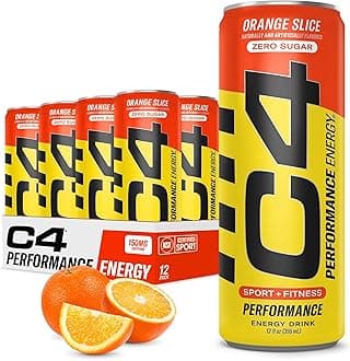 Performance Energy Drink | Zero Sugar Carbonated Preworkout Energy | 150mg Caffeine with Beta Alanine | Orange Slice | 12 Fl Oz (12 Pack)