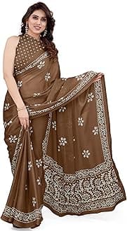 MIRCHI FASHIONWomen's Latest Chiffon Batik Printed Saree with Blouse Piece