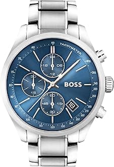 BOSS Chronograph Quartz Watch for Men Grand Prix Collection with Leather Strap or Stainless Steel Bracelet