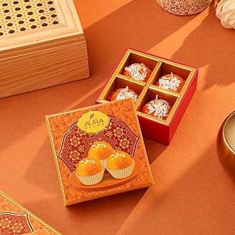 AuraDecor Traditional Ladoo Candles for Festive Gifting, Home Decor, Diwali Gift Set (Ladoo Candles, 12, Count)