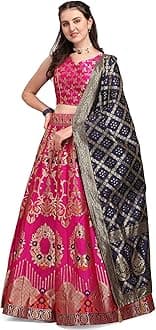 Women's Jacquard Semi-Stitched Lehenga choli
