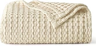 Bedsure Cooling Cotton Waffle Throw XL Blanket - Lightweight Breathable Blanket of Rayon Derived from Bamboo for Hot Sleepers,Beige Taupe, 50x70 Inches