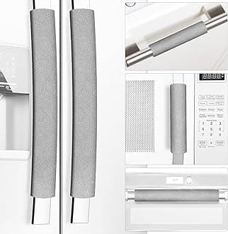 Miss.Silk Refrigerator Door Handle Covers, Set of 5, Keep Your Kitchen Appliance Clean from Smudges, Drips, Food Stains, Oil, Handmade Decor Protector for Fridge, Ovens, Dishwashers (Grey)