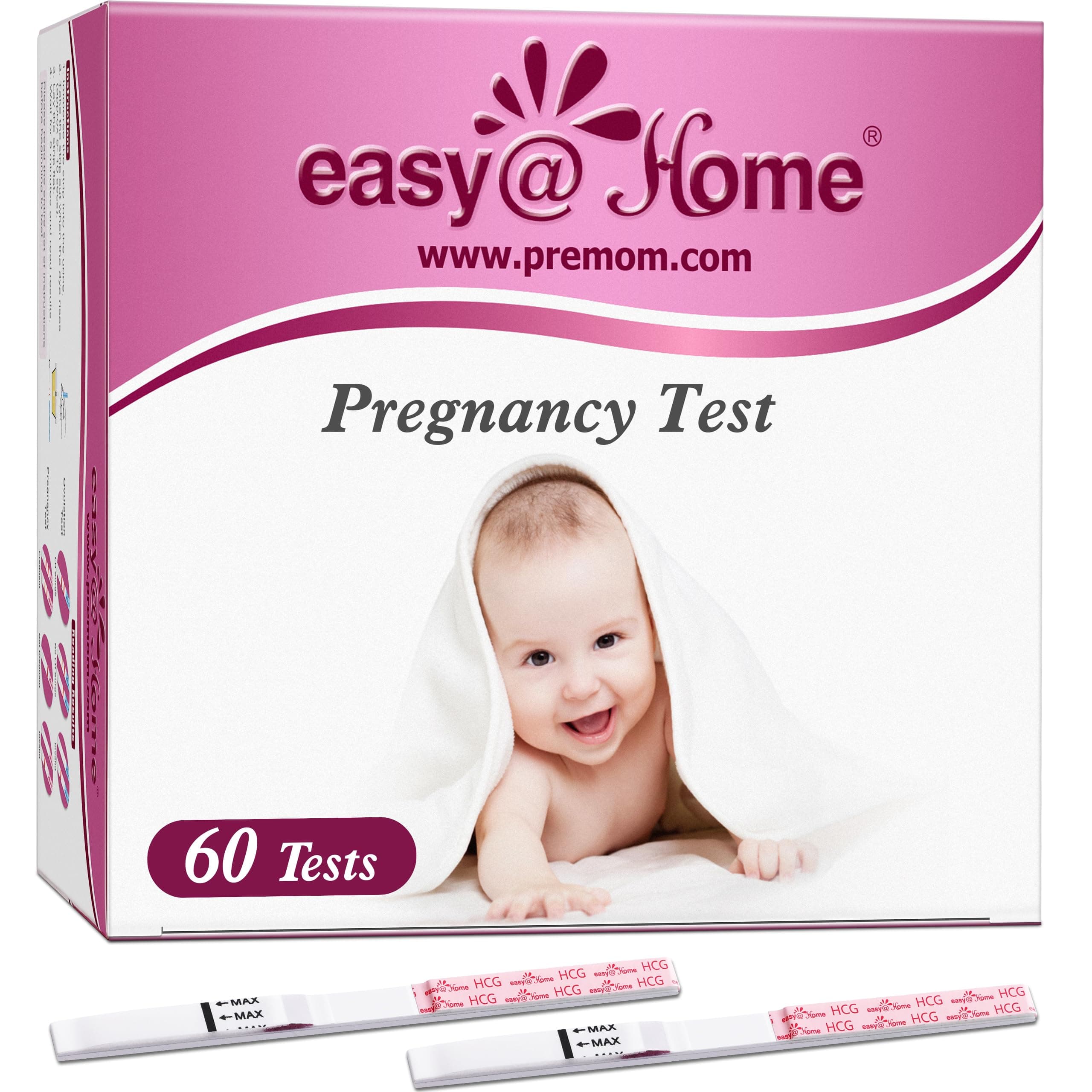 Easy@Home 60 Pregnancy Tests: Early Detection Precise Results Pregnancy Test Strips - Bulk Pregnancy Strips - 60 hCG Test Strips