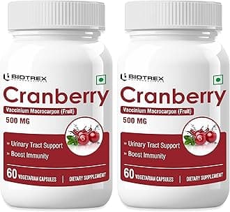 Biotrex Cranberry 500Mg - 60 Veg Capsules, Dietary Supplement for uti, Pack of 2