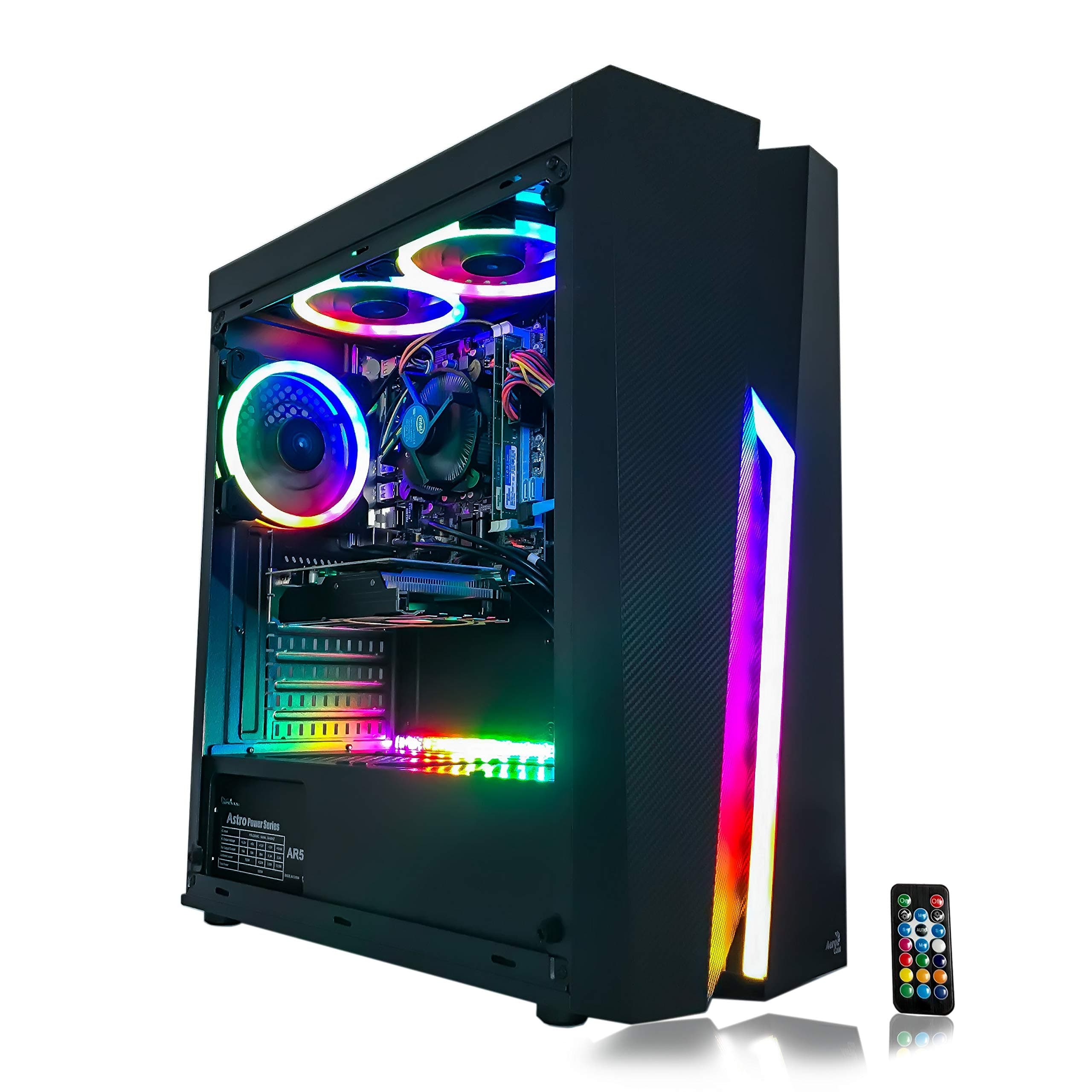 Gaming PC Desktop Computer Intel i5 3.10GHz,8GB Ram,1TB Hard Drive Storage,Windows 10 pro,WiFi Ready,Video Card Nvidia GTX 650 1GB, 3 RGB Fans with Remote