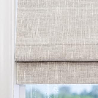 Cordless Roman Window Shades, Beige White Premium Blackout Shades, Custom Washable Fabric Roman Blinds for Windows, Doors, French Doors, Kitchen Windows