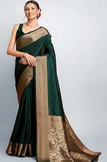Women's Silk Kanjivaram Kanchipuram Saree With Blouse Piece