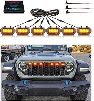 Grill Lights for 2024 2025 Jeep Wrangler JL JLU - LED Front Grille Raptor Lights Accessories - 6 Pcs (Yellow)
