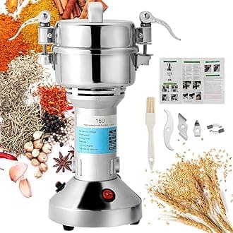High Speed 150g Electric Grain Mill Machine Spice Herb Grinder 750W 70-300 Mesh 28000RPM Stainless Steel Commercial Grade for Kitchen Herb Spice Pepper Coffee (150g)