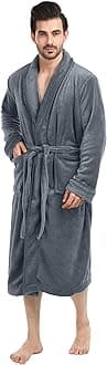 NY Threads Luxurious Men's Shawl Collar Fleece Bathrobe Spa Robe