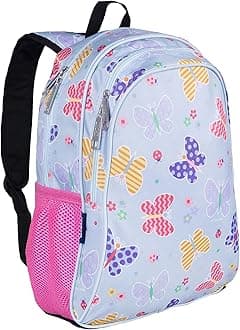Wildkin15 Inch Backpack, Extra Durable Backpack with Padded Straps and Interior Moisture-Resistant Lining, Perfect for School or Travel, Olive Kids Design â€“ Butterfly Garden