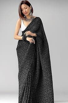 Women's Pure Georgette Saree With Blouse Piece